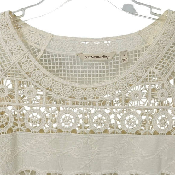 Soft Surrounding Ivory Boho Crochet Open Knit Shell Top - Sz S - Picture 4 of 16